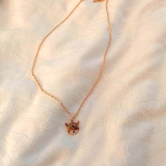 Bronze Gold Necklace with Orange Cat Pendant - Picture 1 of 1